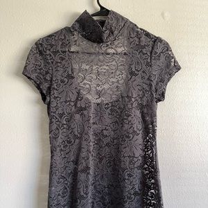 Express lace turtle neck top